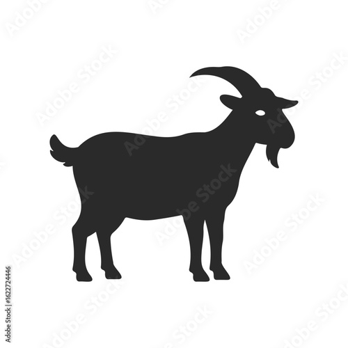 Silhouette of a goat: simple black silhouette of domestic farm animal