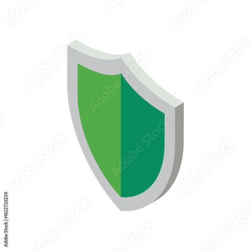 Green shield icon flat design isometric
