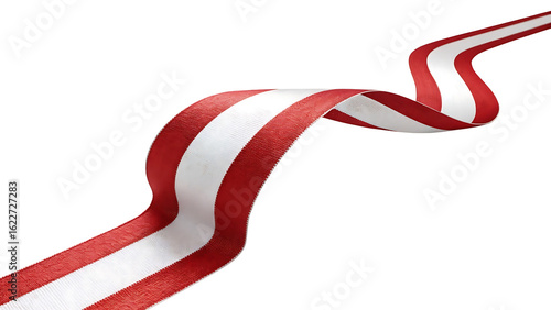 Red White Wavy Ribbon Isolated