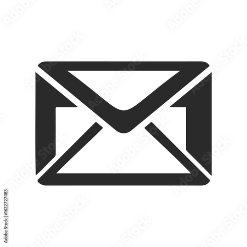 Black and white envelope icon illustration for email and communication concepts