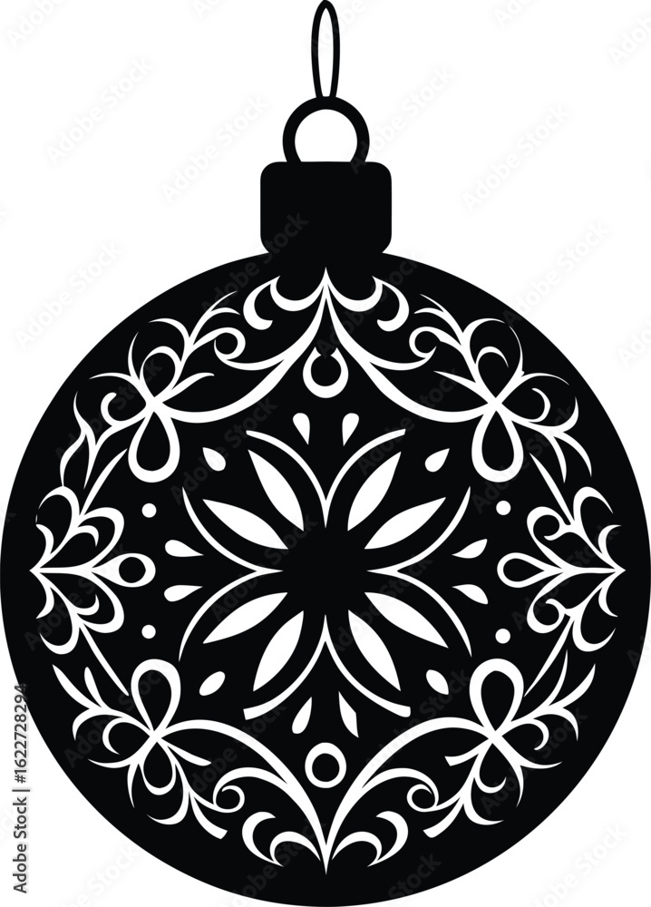 Fototapeta premium Elegant black and white christmas ornament silhouette vector design