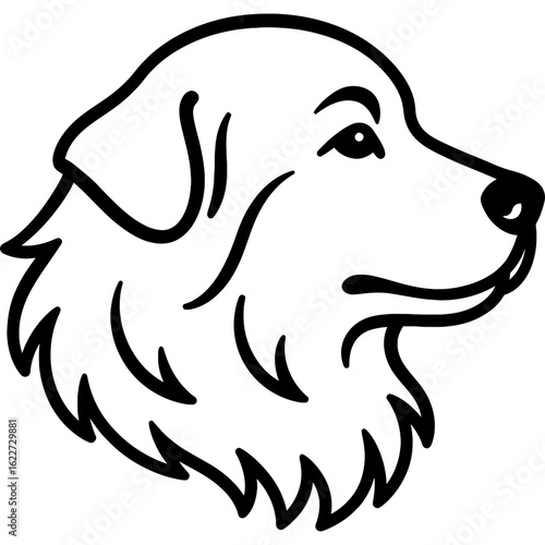 Great pyrenees dog head side profile outline vector