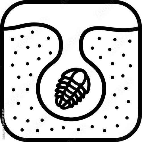 Fossil burrow trace tunnel outline vector