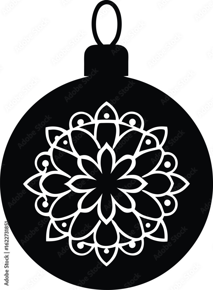 Fototapeta premium Black christmas ornament silhouette vector mandala design