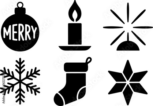 Christmas silhouettes Merry Ball Candle Light snowflake stocking house Tree Topper