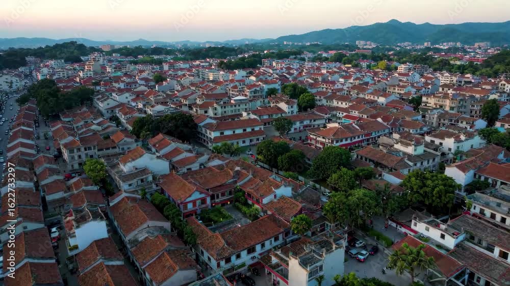 Aerial Panorama of Urban Architecture Aerial Photography of the Ancient Town Building Complex in China Aerial Panorama of Urban Architecture Aerial Photography of the Ancient Town Building Complex in China