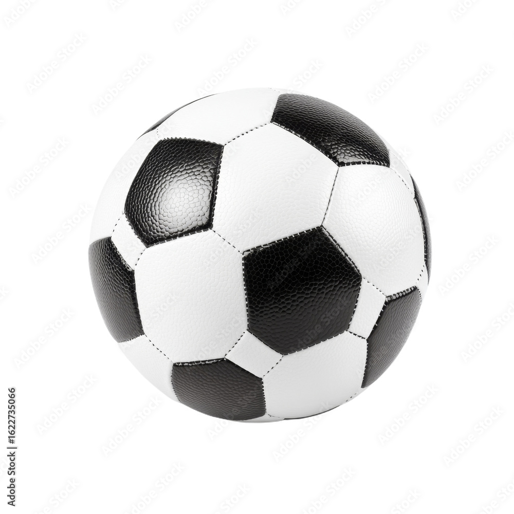 Fototapeta premium Classic black and white soccer ball with hexagonal pattern