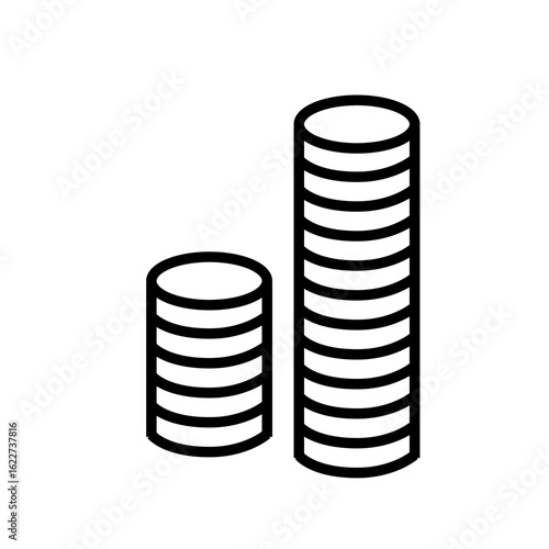finance and business, Stacked coins icon with copy space for finance and investment concepts on transparent background