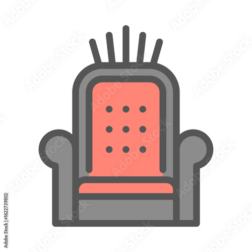 king chair filled outline icon. throne color line illustration.