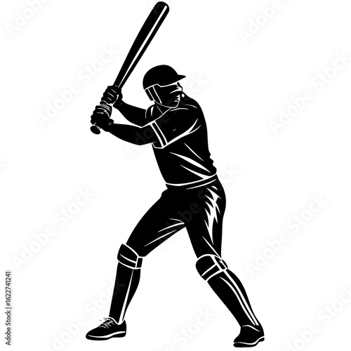 Black cricket player batting stance batsman sport