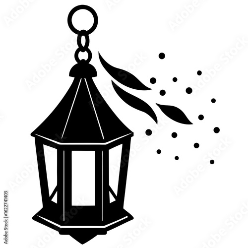 Black lantern releasing particles and leaves release