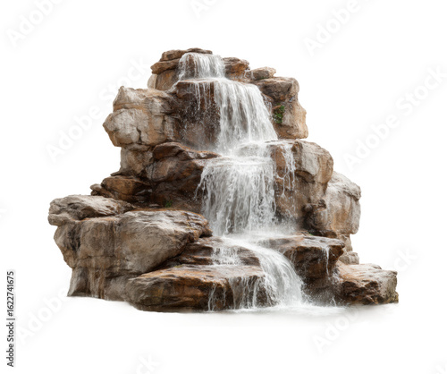 Fototapeta Naklejka Na Ścianę i Meble -  Flowing waterfall cascading over rocks natural peaceful environment isolated on transparent background, png