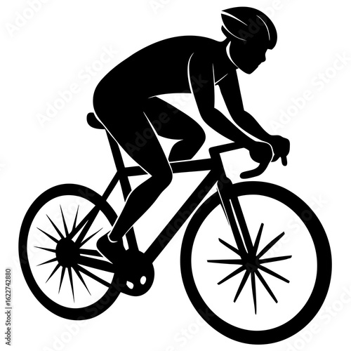 Cyclist silhouette black bicycle racing