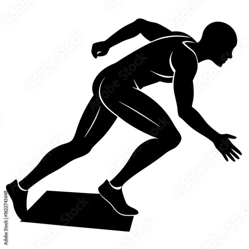 Sprinter starting block silhouette black vector