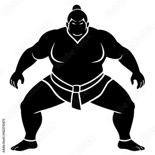 Sumo wrestler black silhouette martial arts sport