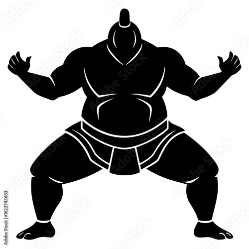 Sumo wrestler black silhouette martial arts sport