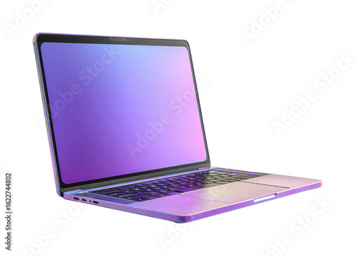 Creative digital workspace home office laptop showcase modern environment side view isolated on transparent background, png