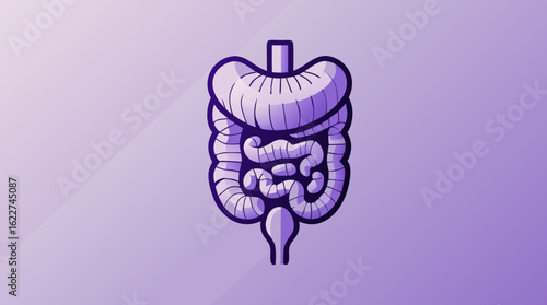Human intestines vector icon illustration. Digestive system anatomy symbol. Gastrointestinal tract line art for health and medical design.
