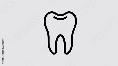 Minimalist Molar Tooth Symbol. Line Art Illustration for Dentistry and Oral Hygiene.