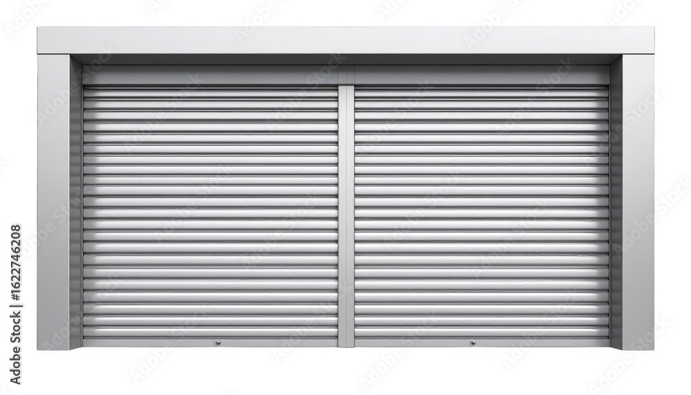 Seamless white shutter door on white background, ideal for architectural visualization and design projects Seamless white shutter door on white background, ideal for architectural visualization and design projects