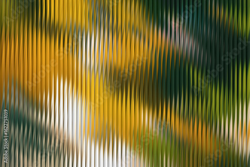 Ripple glass distortion background. Abstract fractal effect ribbed glass texture with vibrant gradients smooth fluted vertical lines. Reeded Bold dynamic design blending futuristic tones