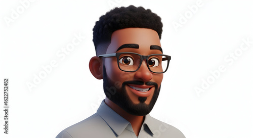 Friendly 3D Cartoon Black Man Avatar Business