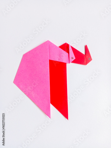 Free Download Pink and red swan origami isolated on white background. - GFXLoad