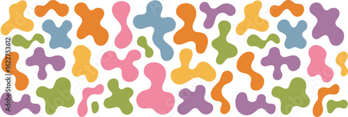 Seamless Abstract Fluid Shapes Pattern Background Design in Retro 70s Groovy Style

