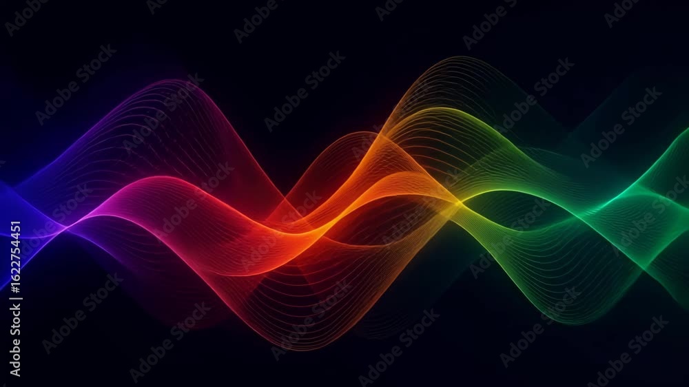 custom made wallpaper toronto digitalColorful abstract wave of light spectrum on a dark background, representing sound waves, frequency, and digital signal visualization