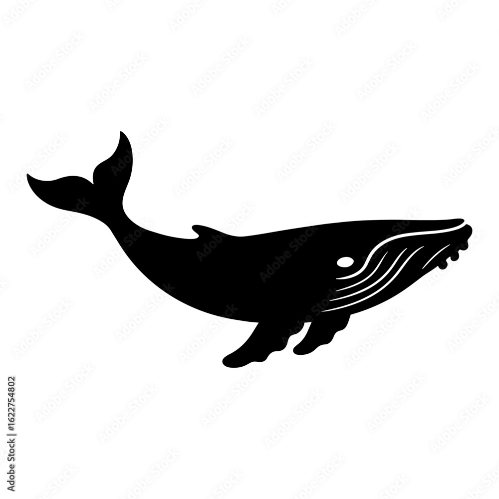 Fototapeta premium Whale silhouette swimming in the ocean 2