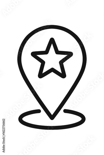 Star Location Pin Vector Icon - Favorite Place, Landmark, or Premium Location Marker