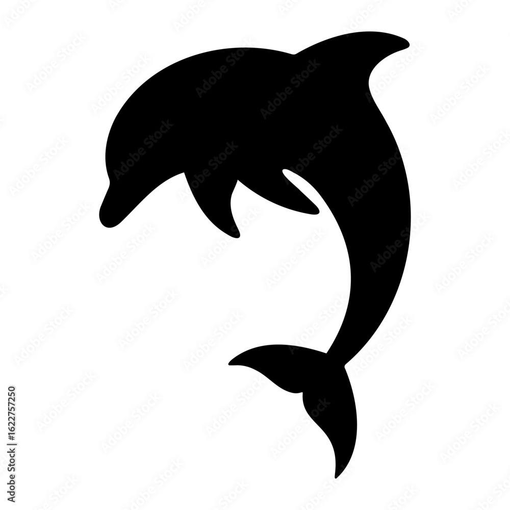 Fototapeta premium Dolphin silhouette twisting in the air