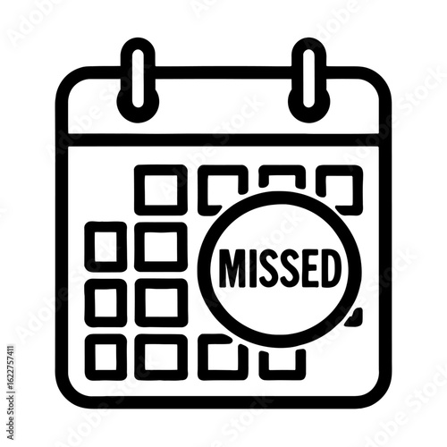 Minimalist Vector Icon of a Missed Deadline Calendar