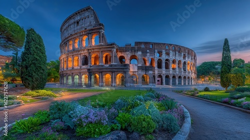 Ancient Roman Colosseum at twilight