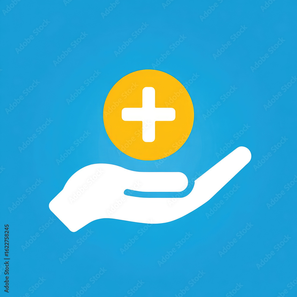 Obraz premium Hand holding icon for the healthcare medical icon. health insurance health concept. health insurance business for hospital
