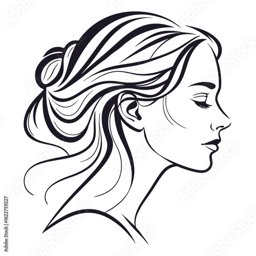 Elegant Woman Profile Silhouette with Flowing Hair beauty