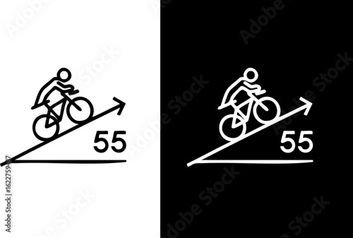 Cycling uphill diagram showing slope percentage for bike trail difficulty