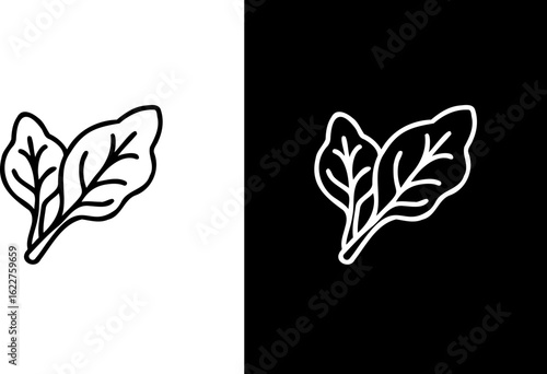 Fresh spinach leaves vector illustration healthy food ingredient outline icon