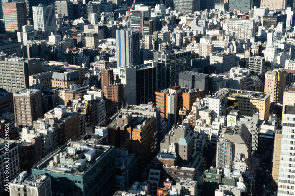 Fototapeta premium 東京の密集する雑居ビル、六本木方面の雑居ビル