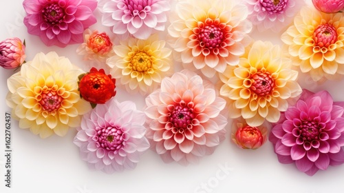 dahlia, flower, pink, red, yellow, bloom, bouquet, floral, nature, arrangement, petals, vibrant, garden, beautiful, colorful