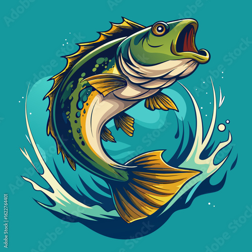 hunting fish vector illustration