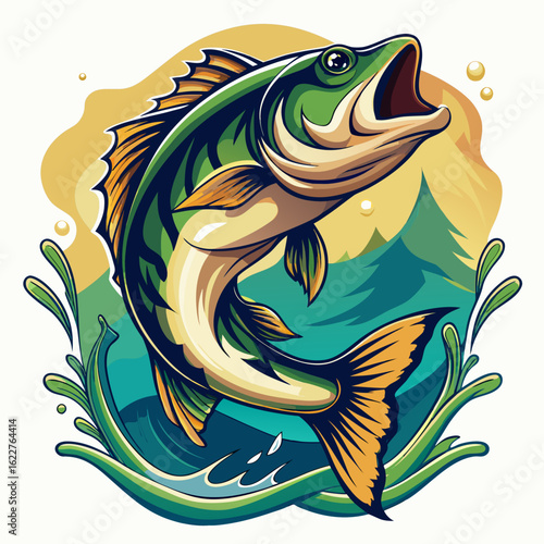 hunting fish vector illustration