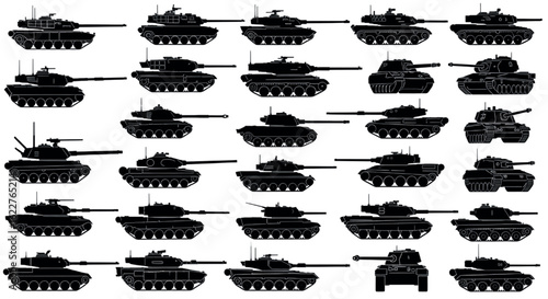 Ultimate Tank Silhouettes Pack – WWII to Modern War Machines in Vector Style