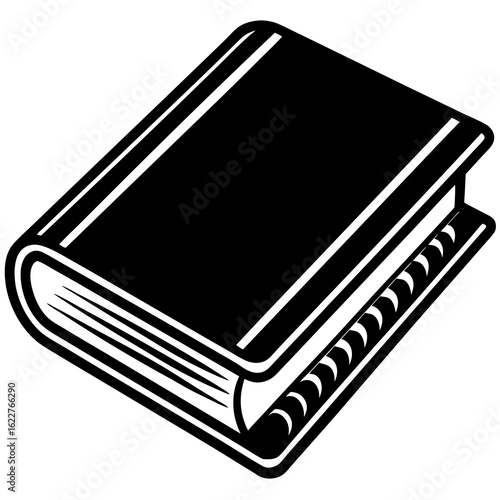 Black and White Isometric Book Icon.