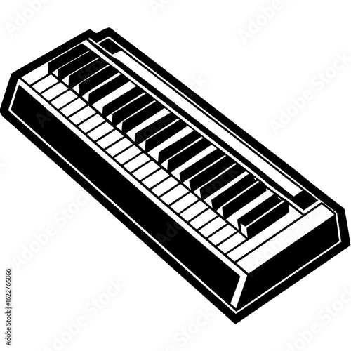 Black and White Stylized Keyboard Illustration.