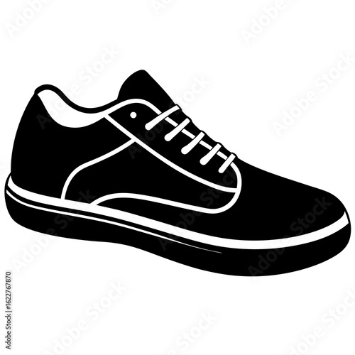 Black Silhouette of a Modern Sneaker.