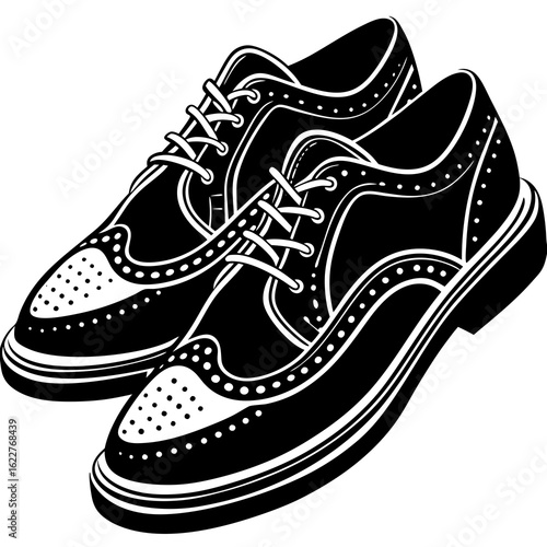 Classic Wingtip Brogue Shoes Illustration.