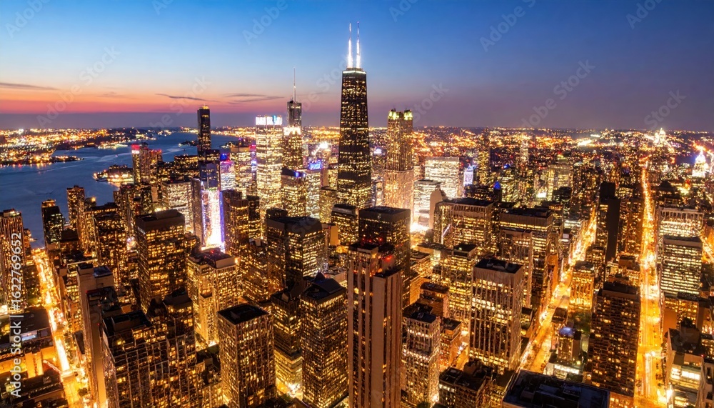 Naklejka premium City lights at twilight