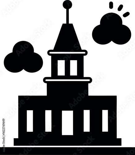 Iconic silhouette of a building's weather station with black detail