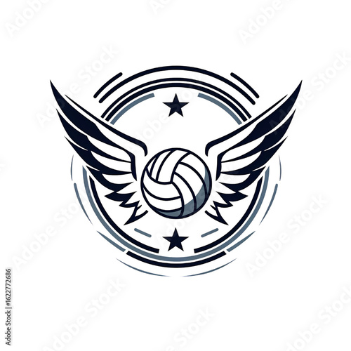 A winged volleyball soars symbolizing athletic prowess and competitive on transparent background